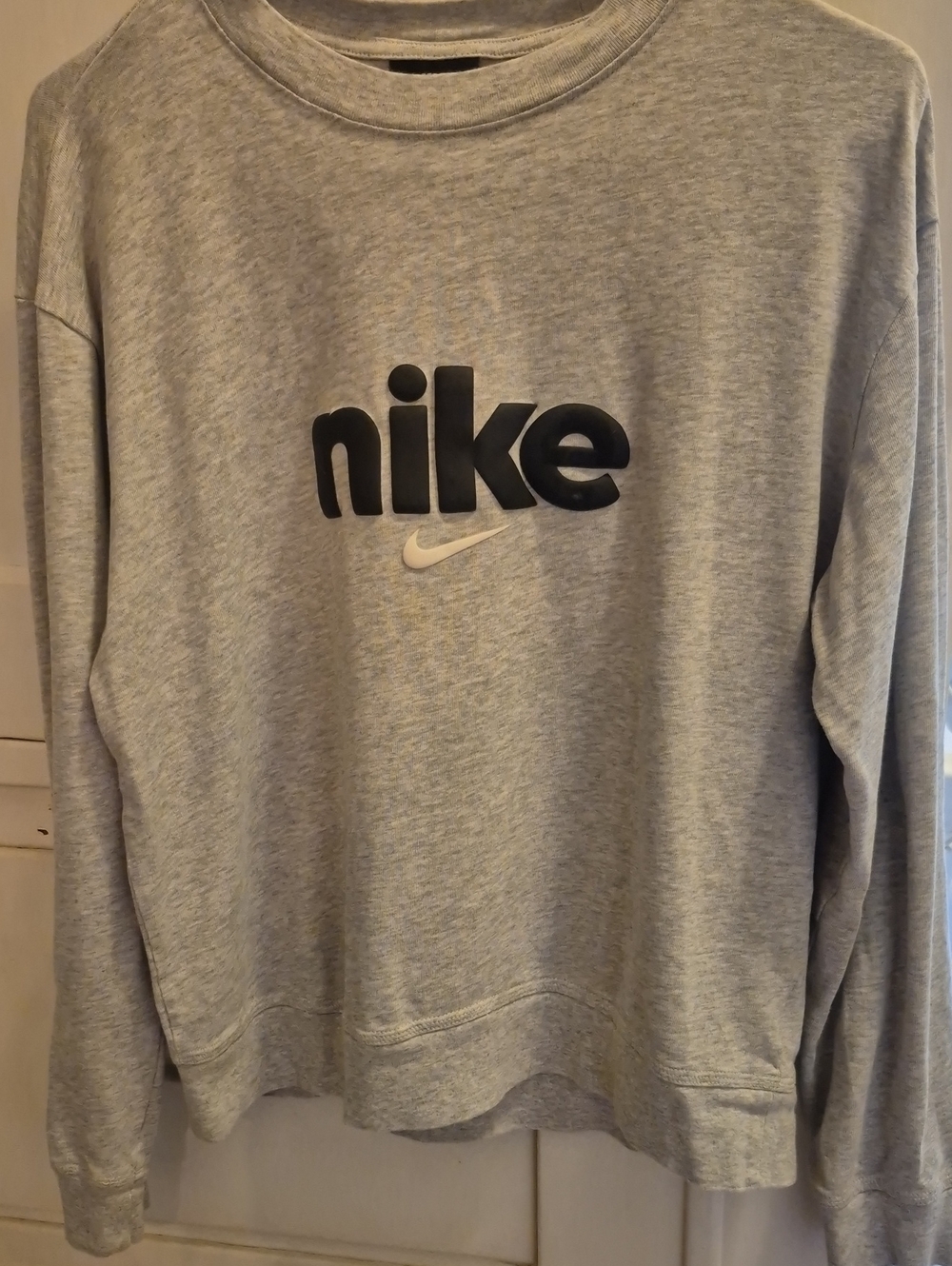 Nike Heather Gray Crewneck with Black Logo and White Swoosh